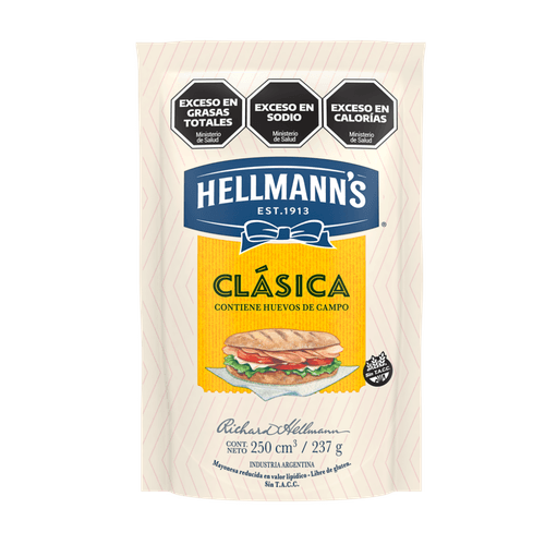 Mayonesa Clásica Hellmann's Sin Tacc Doypack 237 Gr.