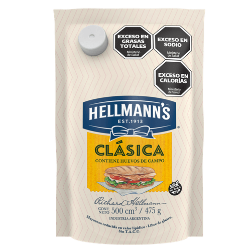 Mayonesa Clásica Hellmann's Sin Tacc Doypack 475 Gr.