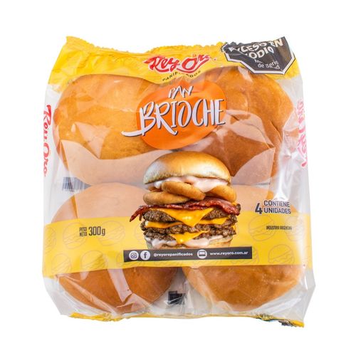 Pan de Hamburguesa Rey Oro Brioche 300 Gr. 4 Un.