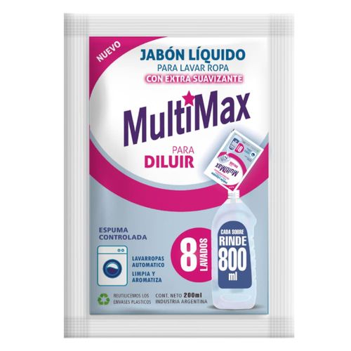 Jabón Líquido Multimax rinde 8 lavados Extra Suave 200 Ml.