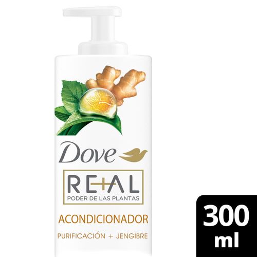 Acondicionador DOVE REAL Poder de Las Plantas PURIFICACIÓN + JENGIBRE 300 Ml.