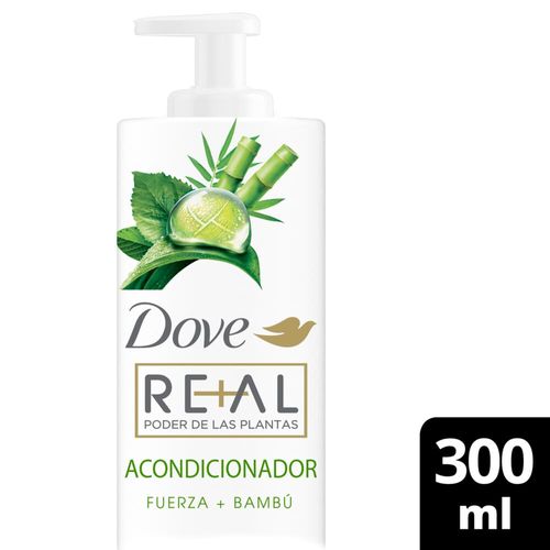 Acondicionador DOVE REAL Poder de Las Plantas FUERZA + BAMBÚ 300 Ml.