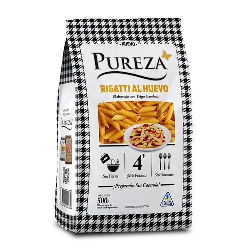 Fideos Rigatti Pureza Al Huevo de Sémola 500 Gr.