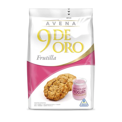 Galletas de Avena 9 de Oro Yogur Frutilla 180 Gr.