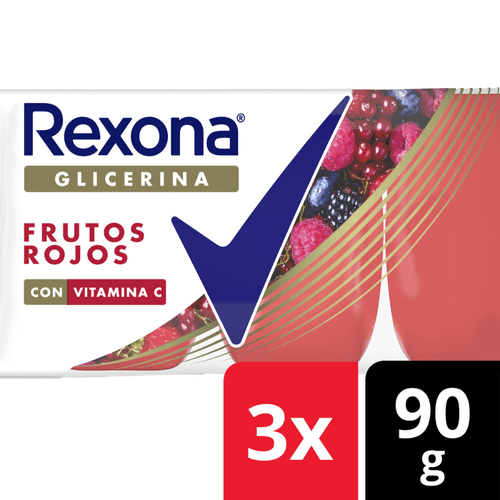 Jabón de glicerina en Barra Rexona Frutos Rojos 3x90gr