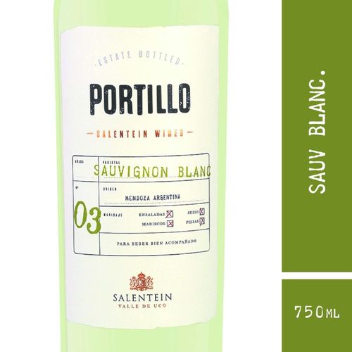 Vino Suavignon Blanco Portillo 750 Ml.