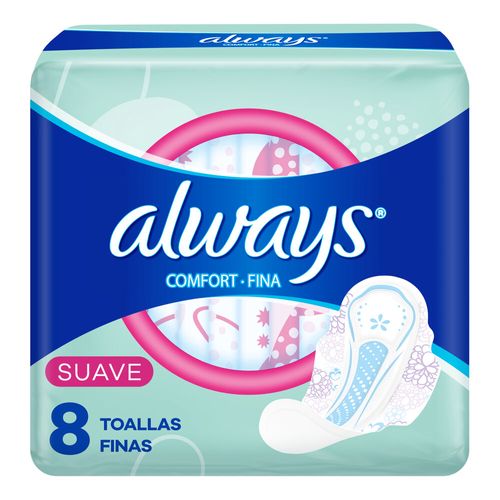 Comfort Fina Suave Toallas Femeninas Always 8 Ud.