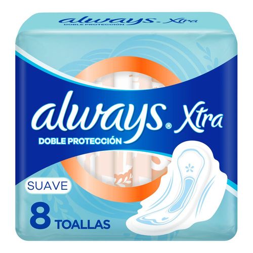 Toallas Femeninas Xtra Doble Protección Suave Always 8 Ud.