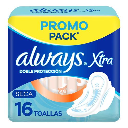 Always Xtra Doble Protección Seca Toallitas Femeninas 16 Unidades