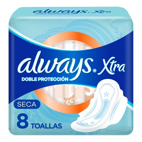 Always Xtra Doble Protección Seca Toallas Femeninas 8 Ud.