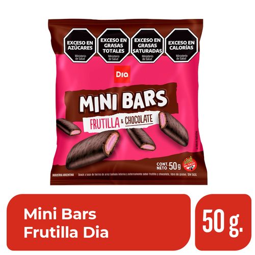 Mini Bars Frutilla y Chocolate Dia 50 Gr.