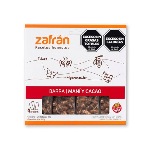 Barras de Maní y Cacao Zafran 4 uds.