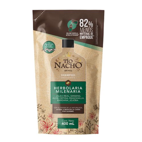 Shampoo Herbolaria Milenaria Recargable Doypack Tio Nacho x 400 ML.