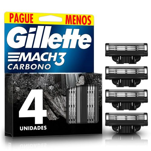 Repuesto para Máquina de Afeitar Mach3 Carbono con 3 Hojas Gillette 4 Ud.