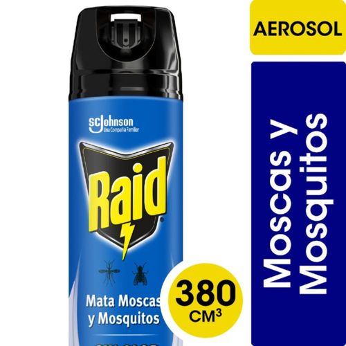 Insecticida Aerosol Mata Moscas Y Mosquitos Sin Olor Raid 380 Ml.