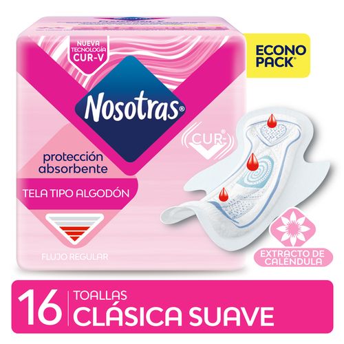 Toalla Nosotras Clásica Curv Tipo Algodón X 16 Ud.