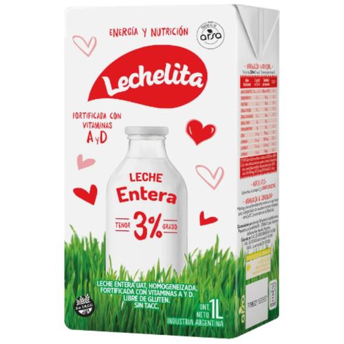 Leche Entera Larga Vida Lechelita 1 Lt.