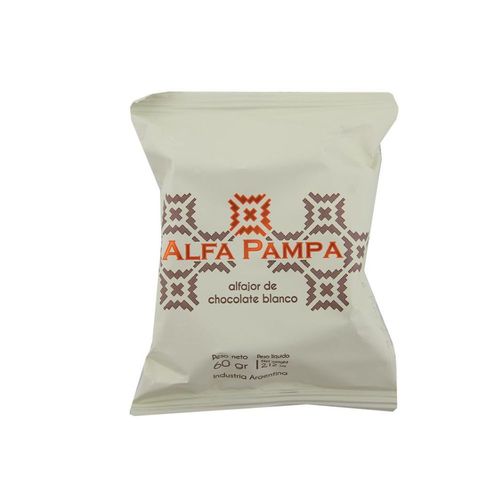 Alfajor Dulce de Leche Baño Blanco Alfa Pama X 60 Gr.