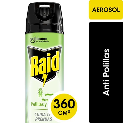 Insecticida Raid Mata Polillas y Larvas en Aerosol 390 Ml.