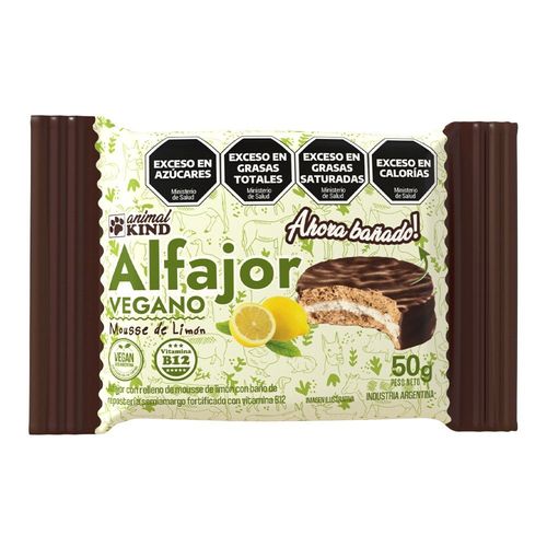 Alfajor Vegano Limon Con Chocolate Animal Kind 50 Gr.