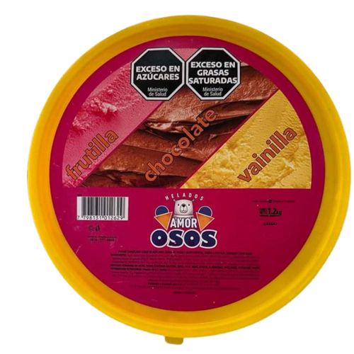 Helado Chocolate Vainilla Frutilla Amorosos 1,2 Kg.