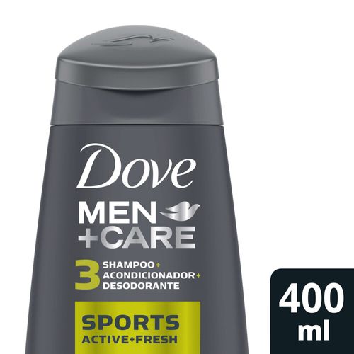 Shampoo Para Hombre Dove Active Fresh 3 en 1 x 400 Ml.