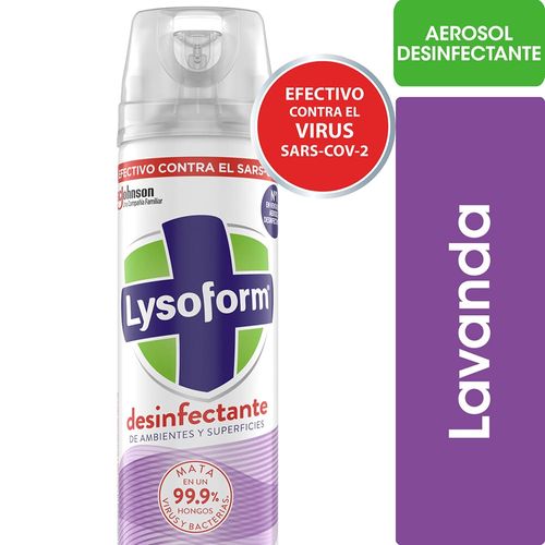 Desinfectante de Ambientes y Elimina Olores Lysoform Lavanda en Aerosol 360 Ml.