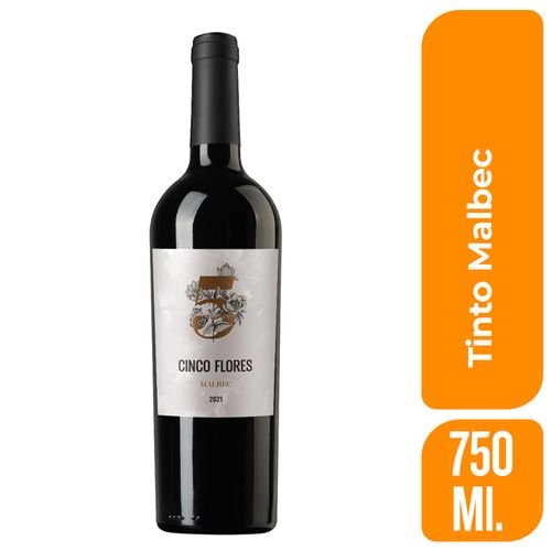 Vino Tinto 5 Flores Malbec 750 Ml.