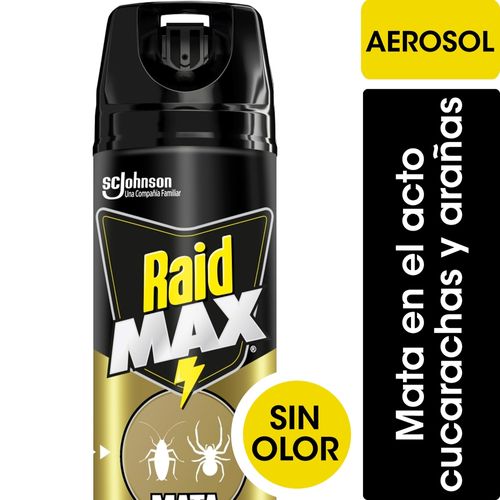 Insecticida Raid Max Mata Cucarachas y Arañas Sin olor en Aerosol 360 Ml.