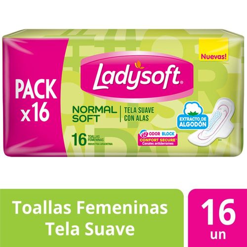 Toallita Femenina Suave Extra Algodon Ladysoft 16 Ud.