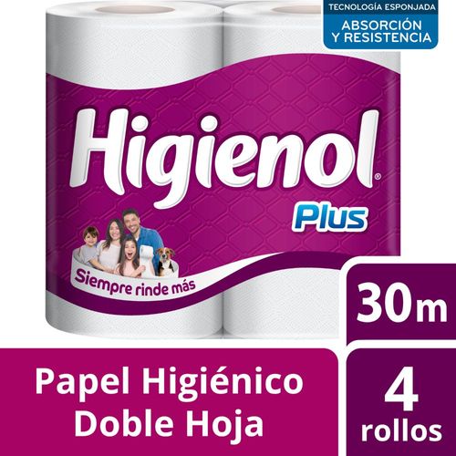 Papel Higiénico Higienol Plus Fusión Doble Hoja 30 M 4 Ud.