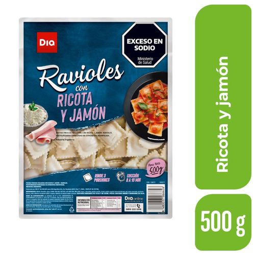 Ravioles Jamón y Ricota Dia 500 Gr.