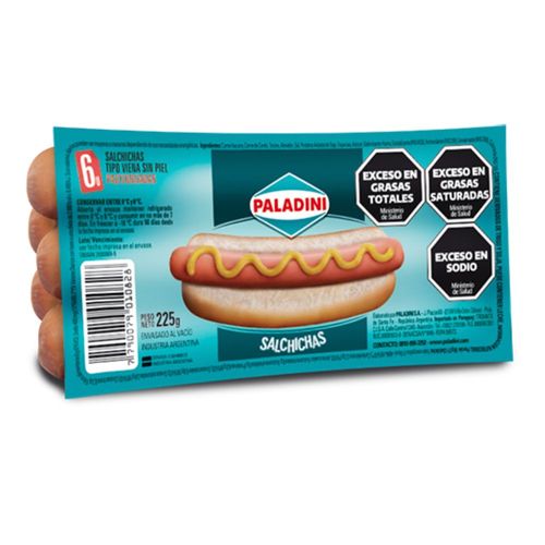 Salchichas 6 Unidades Paladini 225 Gr.