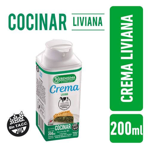 Crema Liviana Para Cocinar La Serenisima 200 Gr.