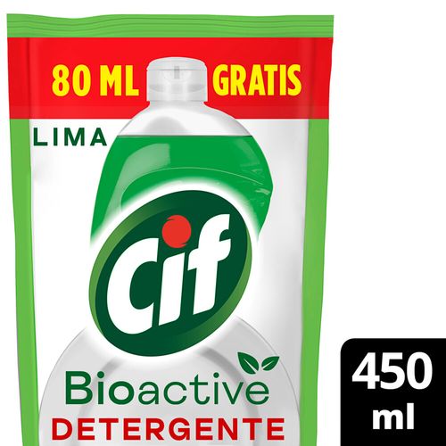 Detergente Concentrado Cif Recarga Económica Lima Doypack 450 Ml.