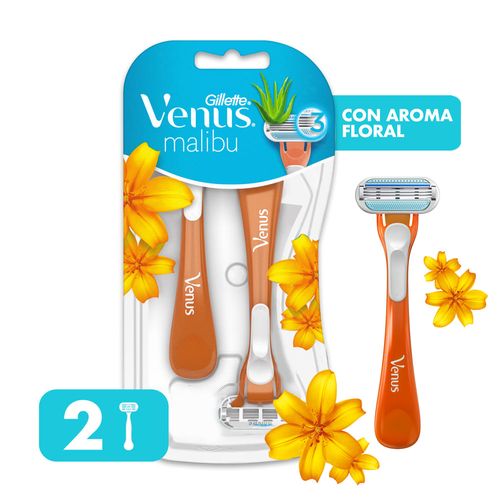 Afeitadoras Venus Malibu Desechables con Aroma Floral 2 Ud.