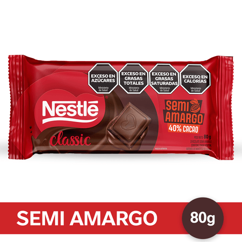 Nestlé Classic Chocolate Semi Amargo X 80 Gr.