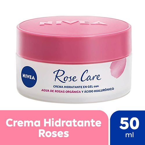 Crema facial hidratante en gel NIVEA Rose Care para todo tipo de piel x 50 ml.