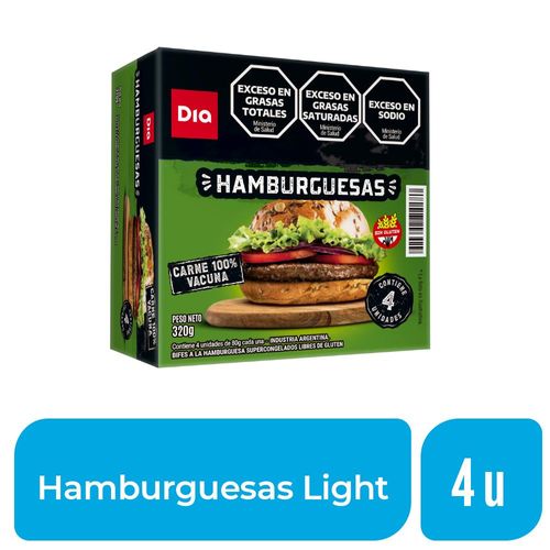 Hamburguesas de Carne Dia Reducidas en Grasa x 4 Uds.