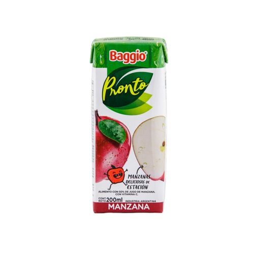 Jugo Listo Manzana Con Vitaminas Baggio Pronto 200 Ml.