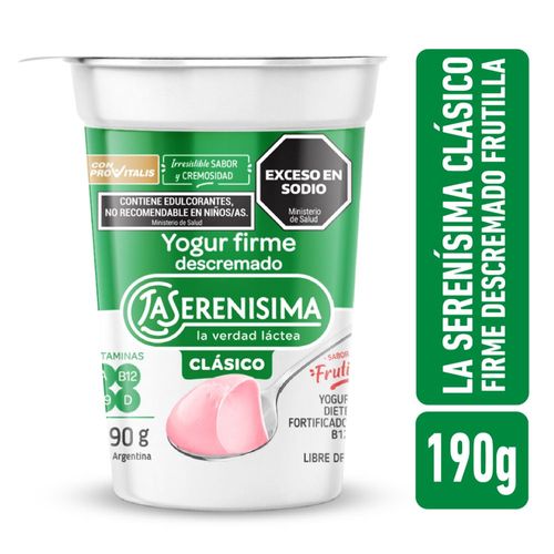 Yogur Firme Frutilla Descremado La Serenisima 190 Gr.