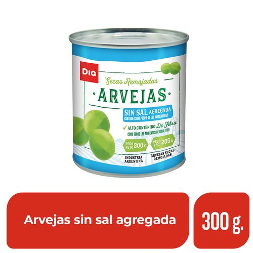 Arvejas Secas Remojadas Sin Sal Dia 300 Gr.