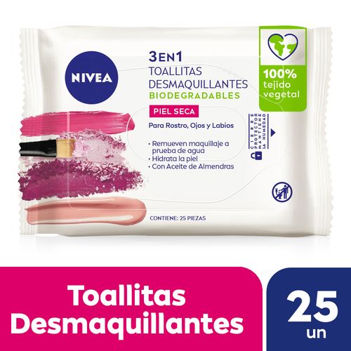 Toallitas Desmaquillantes 3 En 1 Nivea Para Piel Seca 25 Ud.