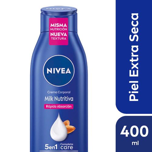 Crema Corporal Nivea Milk Nutritiva 5 En 1 Para Piel Extra Seca 400 Ml.