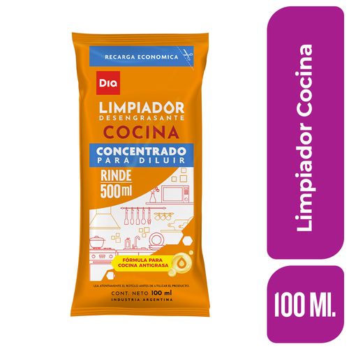 Limpiador Cocina Antigrasa Concentrado para Diluir Dia 100 Ml.