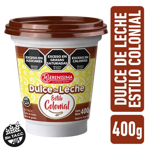 Dulce de Leche La Serenísima Colonial con Calcio 400 Gr.