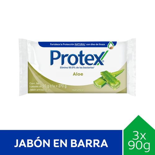 Jabón de Tocador Con Aloe 90 Gr Protex 3 Ud.