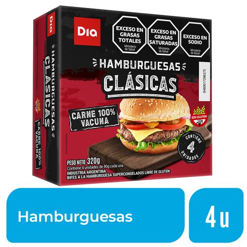 Hamburguesas de Carne Clásicas Dia x 4 Ud.