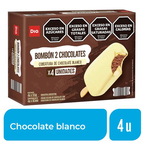 Helado Dia de Chocolate con Cobertura de Chocolate Blanco x 4 Ud.