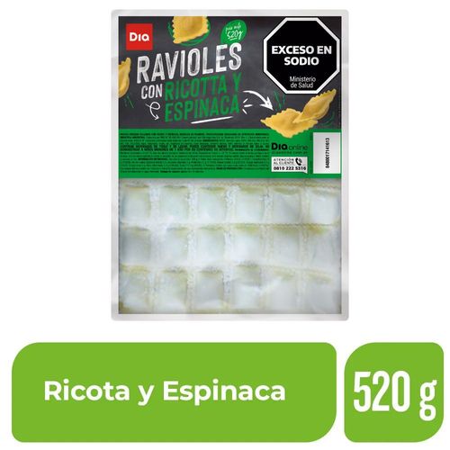 Ravioles DIA Ricota y Espinaca 520 Gr.